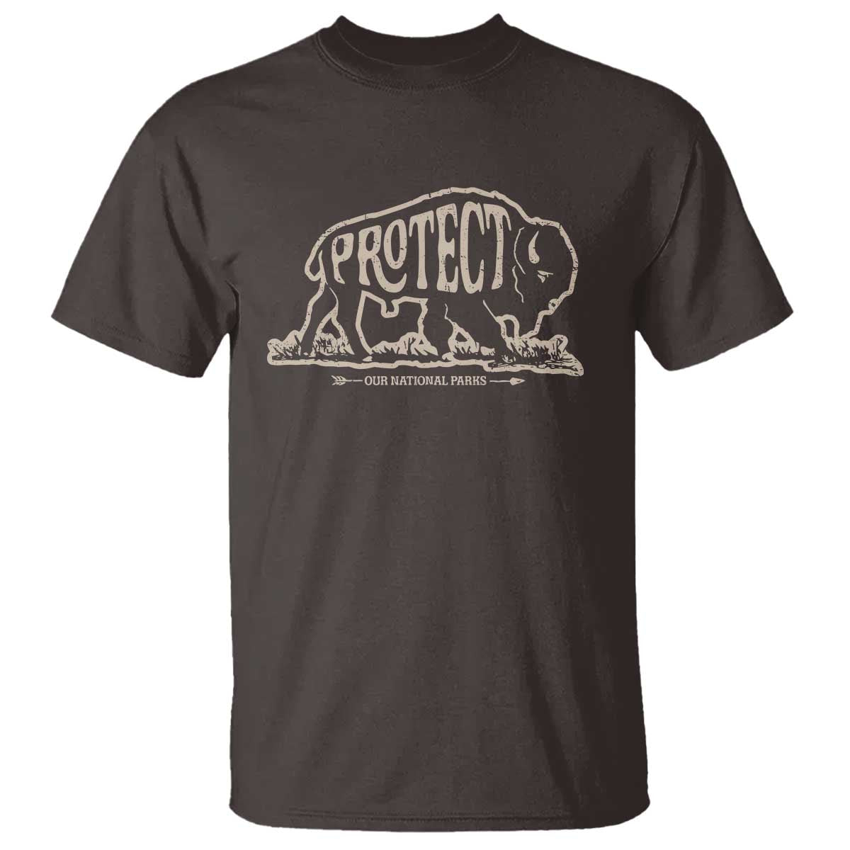 Protect Our National Parks T Shirt Bison Buffalo Vintage TS10 Dark Chocolate Print Your Wear