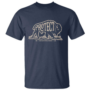 Protect Our National Parks T Shirt Bison Buffalo Vintage TS10 Navy Print Your Wear