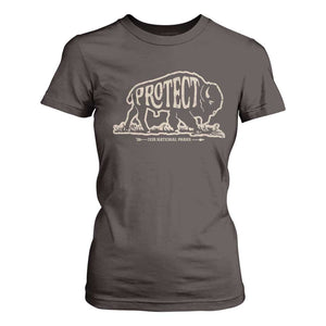 Protect Our National Parks T Shirt For Women Bison Buffalo Vintage TS10 Dark Chocolate Print Your Wear