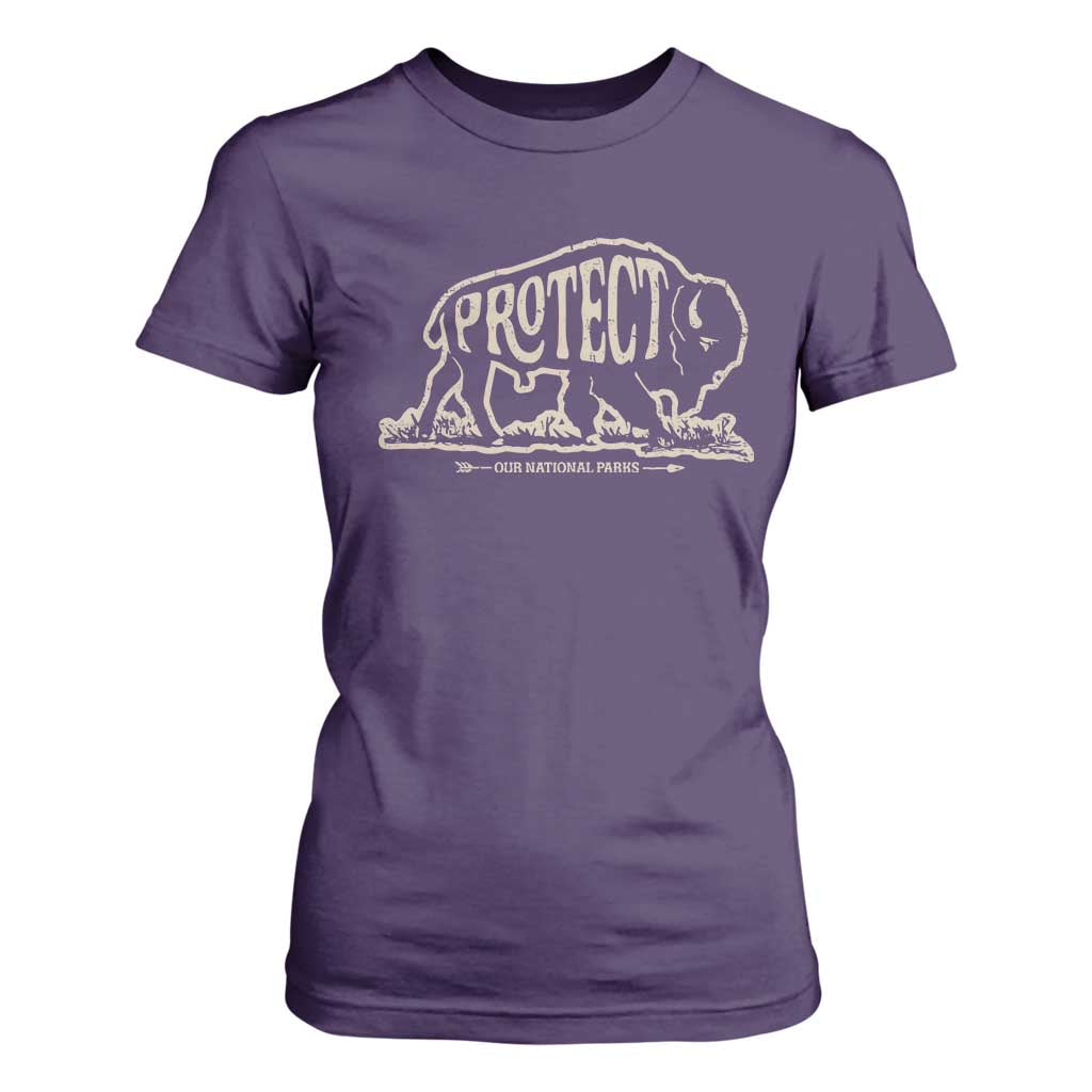Protect Our National Parks T Shirt For Women Bison Buffalo Vintage TS10 Purple Print Your Wear