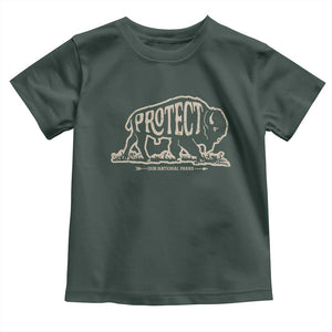 Protect Our National Parks Toddler T Shirt Bison Buffalo Vintage TS10 Dark Forest Green Print Your Wear