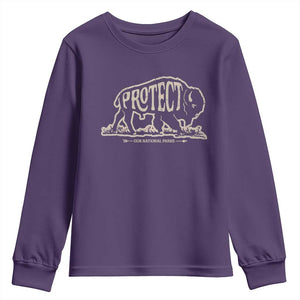 Protect Our National Parks Youth Sweatshirt Bison Buffalo Vintage TS10 Purple Print Your Wear