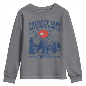 Protect Our National Parks Youth Sweatshirt Parks Not Profits Wildlife Forestcore TS10 Charcoal Print Your Wear
