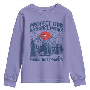 Protect Our National Parks Youth Sweatshirt Parks Not Profits Wildlife Forestcore TS10 Violet Print Your Wear