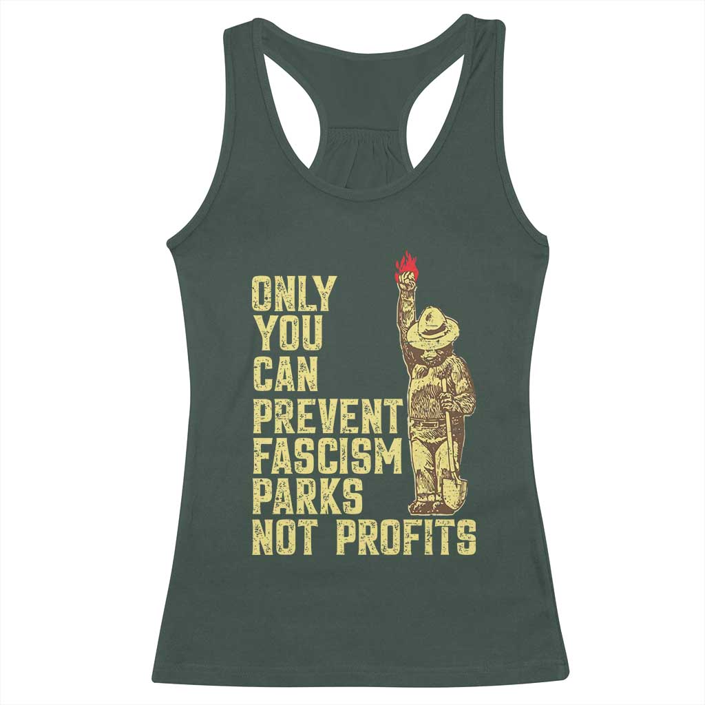 Protect Our National Parks Racerback Tank Top Bear Progressive Funny Gift TS10 Dark Forest Green Print Your Wear