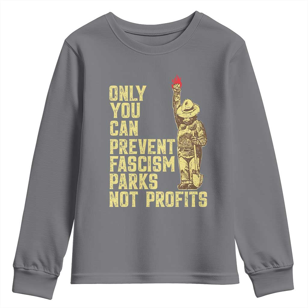 Protect Our National Parks Youth Sweatshirt Bear Progressive Funny Gift TS10 Charcoal Print Your Wear