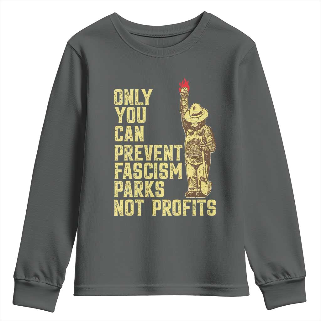 Protect Our National Parks Youth Sweatshirt Bear Progressive Funny Gift TS10 Dark Heather Print Your Wear