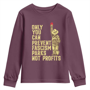 Protect Our National Parks Youth Sweatshirt Bear Progressive Funny Gift TS10 Maroon Print Your Wear