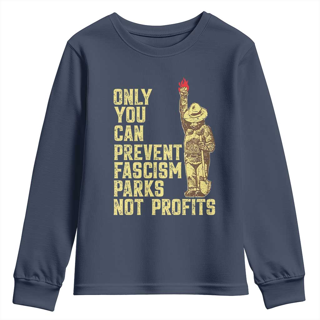 Protect Our National Parks Youth Sweatshirt Bear Progressive Funny Gift TS10 Navy Print Your Wear