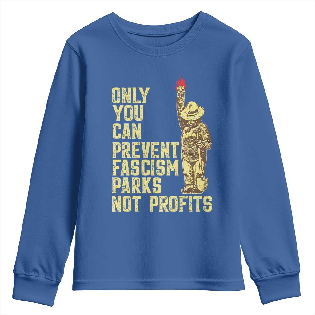 Protect Our National Parks Youth Sweatshirt Bear Progressive Funny Gift TS10 Royal Blue Print Your Wear