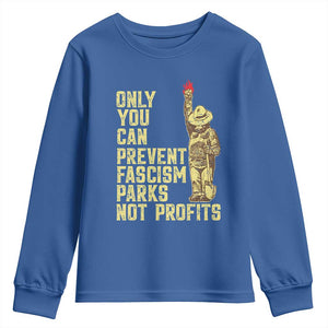 Protect Our National Parks Youth Sweatshirt Bear Progressive Funny Gift TS10 Royal Blue Print Your Wear