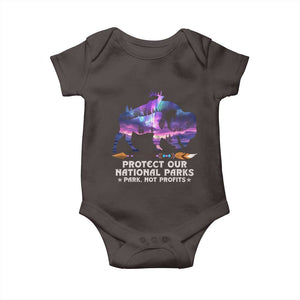 Protect Our National Parks Baby Onesie Bison Forest Starscape Aurora TS10 Dark Chocolate Print Your Wear