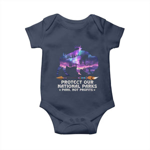 Protect Our National Parks Baby Onesie Bison Forest Starscape Aurora TS10 Navy Print Your Wear