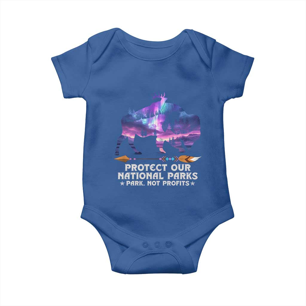 Protect Our National Parks Baby Onesie Bison Forest Starscape Aurora TS10 Royal Blue Print Your Wear