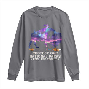 Protect Our National Parks Long Sleeve Shirt Bison Forest Starscape Aurora TS10 Charcoal Print Your Wear