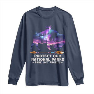 Protect Our National Parks Long Sleeve Shirt Bison Forest Starscape Aurora TS10 Navy Print Your Wear