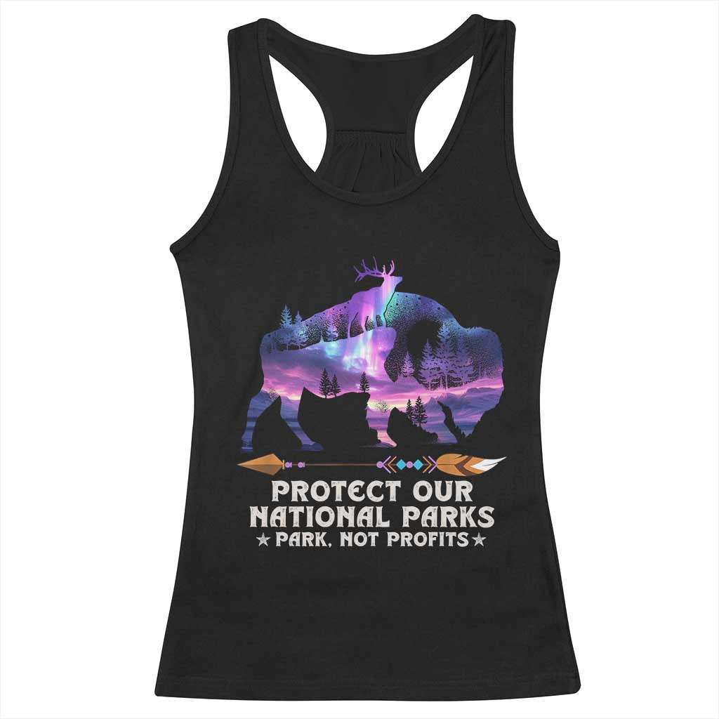 Protect Our National Parks Racerback Tank Top Bison Forest Starscape Aurora TS10 Black Print Your Wear