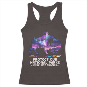 Protect Our National Parks Racerback Tank Top Bison Forest Starscape Aurora TS10 Dark Chocolate Print Your Wear