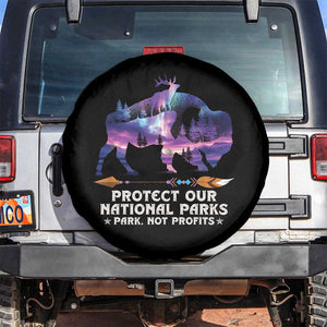 Protect Our National Parks Spare Tire Cover Bison Forest Starscape Aurora TS10 No hole Black Print Your Wear