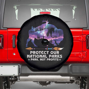 Protect Our National Parks Spare Tire Cover Bison Forest Starscape Aurora TS10 Black Print Your Wear