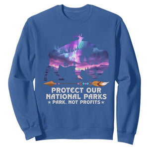 Protect Our National Parks Sweatshirt Bison Forest Starscape Aurora TS10 Royal Blue Print Your Wear