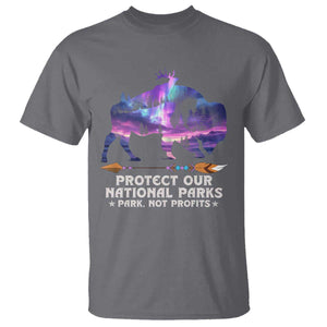 Protect Our National Parks T Shirt Bison Forest Starscape Aurora TS10 Charcoal Print Your Wear