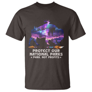 Protect Our National Parks T Shirt Bison Forest Starscape Aurora TS10 Dark Chocolate Print Your Wear