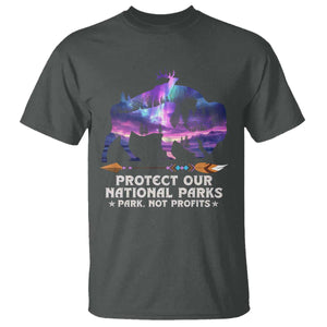 Protect Our National Parks T Shirt Bison Forest Starscape Aurora TS10 Dark Heather Print Your Wear