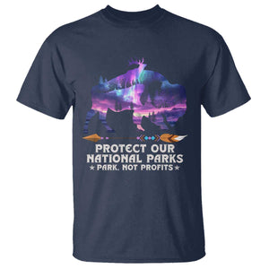 Protect Our National Parks T Shirt Bison Forest Starscape Aurora TS10 Navy Print Your Wear
