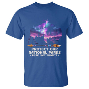 Protect Our National Parks T Shirt Bison Forest Starscape Aurora TS10 Royal Blue Print Your Wear