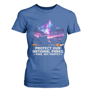 Protect Our National Parks T Shirt For Women Bison Forest Starscape Aurora TS10 Royal Blue Print Your Wear