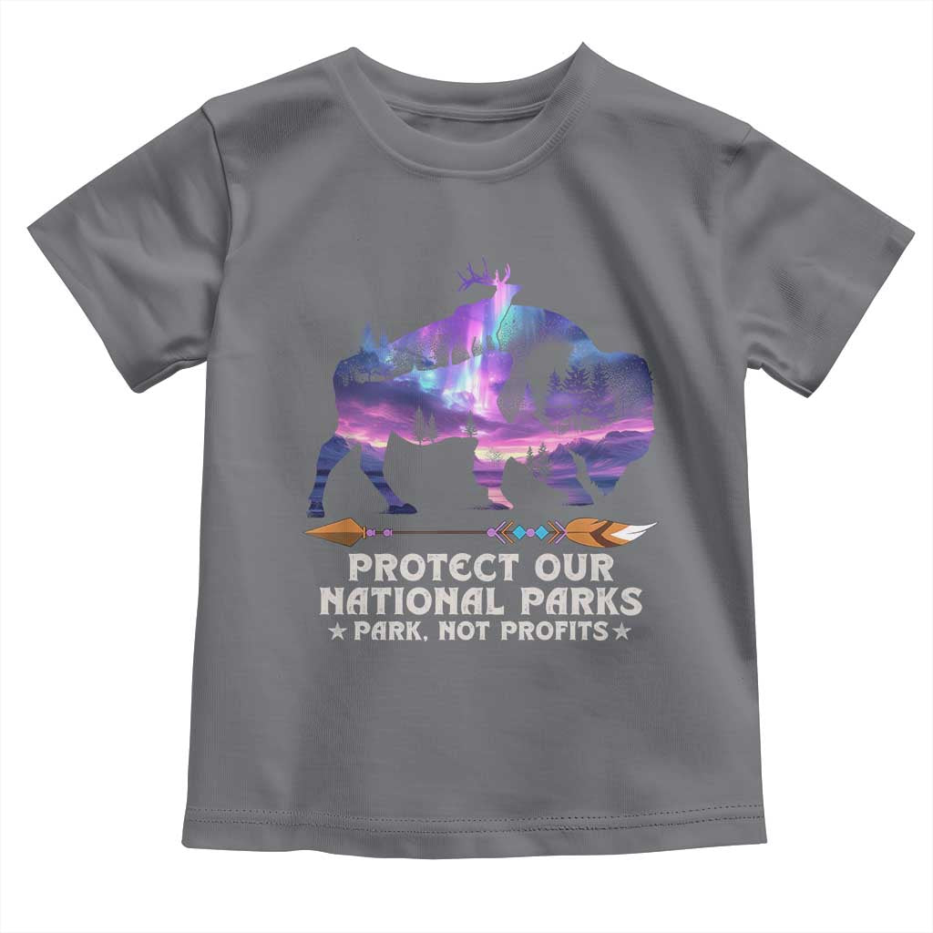 Protect Our National Parks Toddler T Shirt Bison Forest Starscape Aurora TS10 Charcoal Print Your Wear