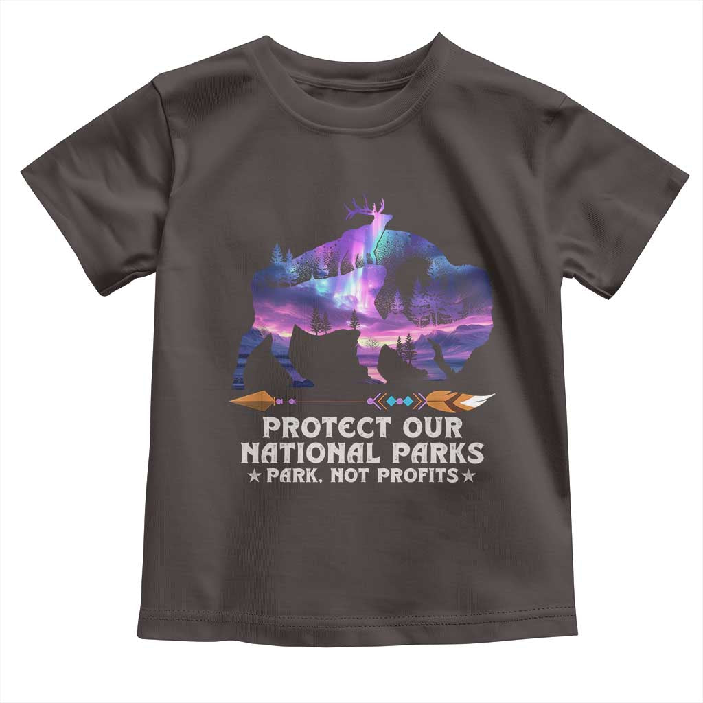 Protect Our National Parks Toddler T Shirt Bison Forest Starscape Aurora TS10 Dark Chocolate Print Your Wear