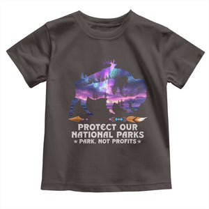 Protect Our National Parks Toddler T Shirt Bison Forest Starscape Aurora TS10 Dark Chocolate Print Your Wear