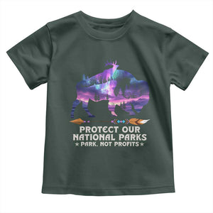 Protect Our National Parks Toddler T Shirt Bison Forest Starscape Aurora TS10 Dark Forest Green Print Your Wear