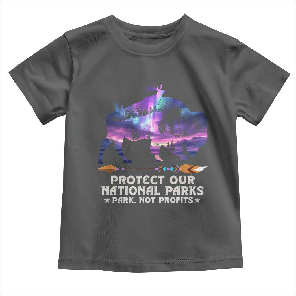 Protect Our National Parks Toddler T Shirt Bison Forest Starscape Aurora TS10 Dark Heather Print Your Wear