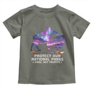 Protect Our National Parks Toddler T Shirt Bison Forest Starscape Aurora TS10 Military Green Print Your Wear
