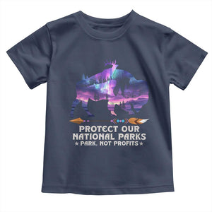 Protect Our National Parks Toddler T Shirt Bison Forest Starscape Aurora TS10 Navy Print Your Wear