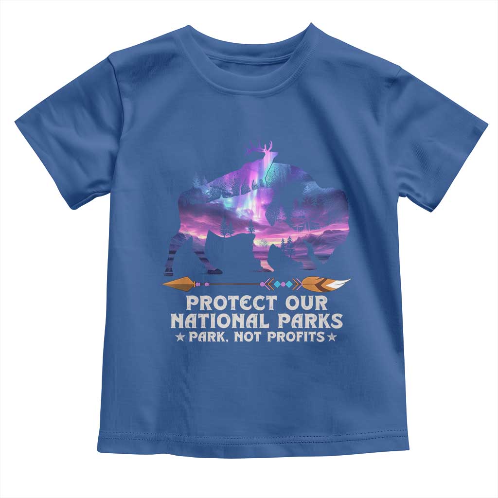 Protect Our National Parks Toddler T Shirt Bison Forest Starscape Aurora TS10 Royal Blue Print Your Wear
