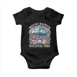 Mount Rainier National Park Baby Onesie Retro Vintage Wildflowers TS10 Black Print Your Wear