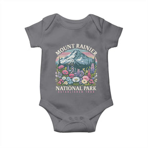 Mount Rainier National Park Baby Onesie Retro Vintage Wildflowers TS10 Charcoal Print Your Wear