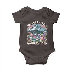 Mount Rainier National Park Baby Onesie Retro Vintage Wildflowers TS10 Dark Chocolate Print Your Wear