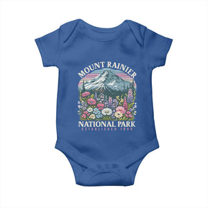 Mount Rainier National Park Baby Onesie Retro Vintage Wildflowers TS10 Royal Blue Print Your Wear