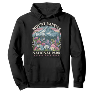 Mount Rainier National Park Hoodie Retro Vintage Wildflowers TS10 Black Print Your Wear