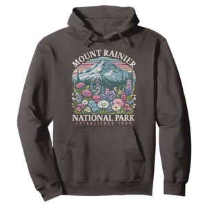 Mount Rainier National Park Hoodie Retro Vintage Wildflowers TS10 Dark Chocolate Print Your Wear