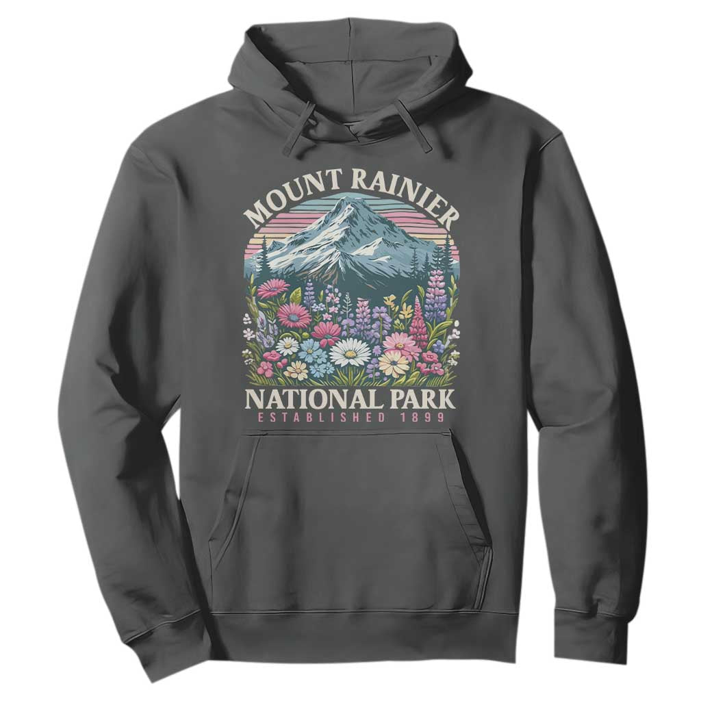 Mount Rainier National Park Hoodie Retro Vintage Wildflowers TS10 Dark Heather Print Your Wear