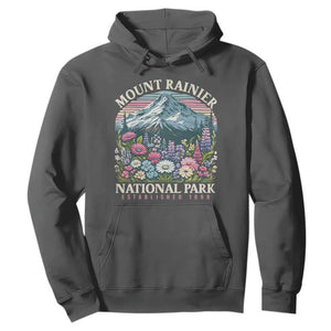 Mount Rainier National Park Hoodie Retro Vintage Wildflowers TS10 Dark Heather Print Your Wear