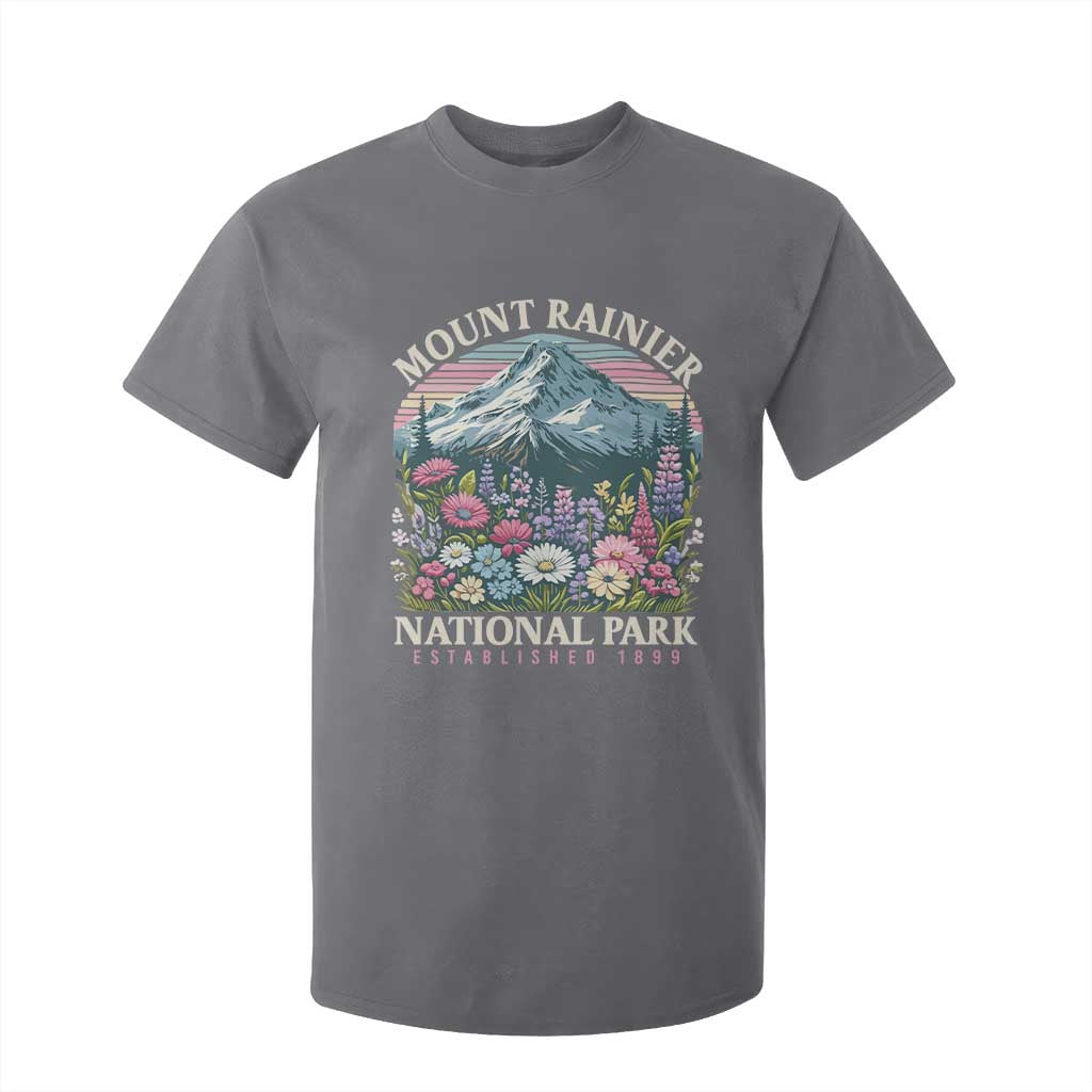 Mount Rainier National Park T Shirt For Kid Retro Vintage Wildflowers TS10 Charcoal Print Your Wear
