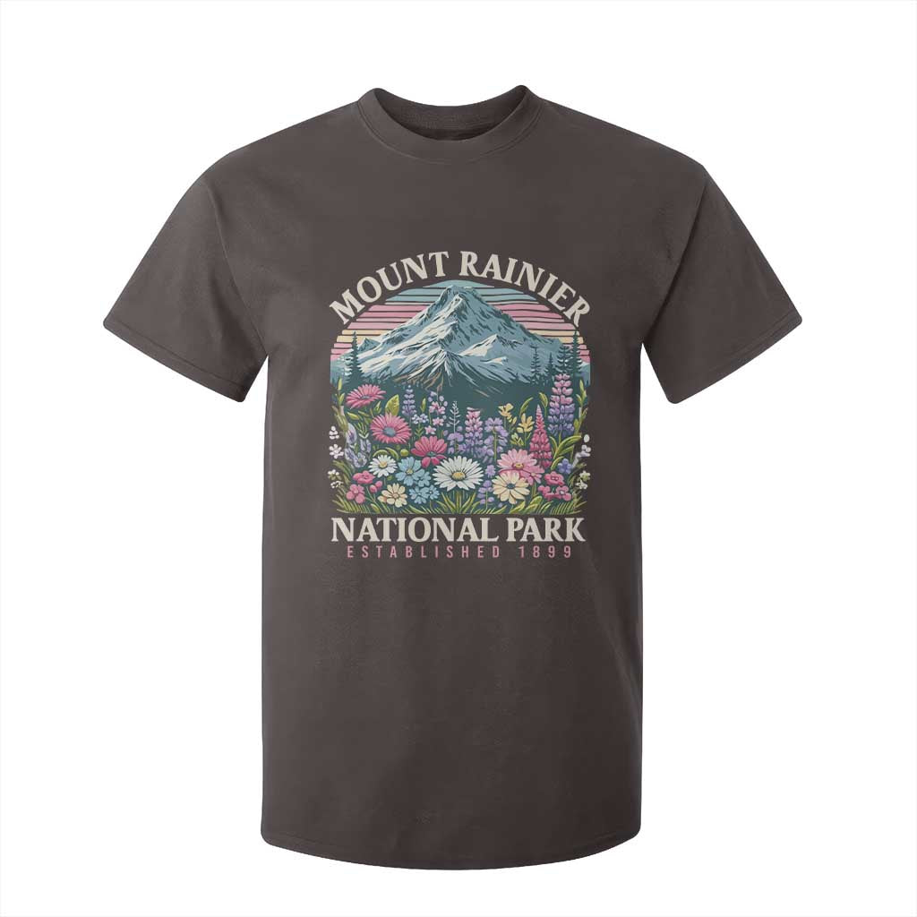 Mount Rainier National Park T Shirt For Kid Retro Vintage Wildflowers TS10 Dark Chocolate Print Your Wear