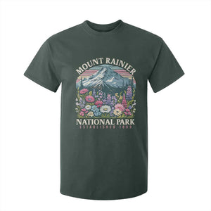 Mount Rainier National Park T Shirt For Kid Retro Vintage Wildflowers TS10 Dark Forest Green Print Your Wear